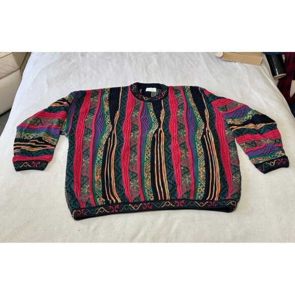 Vintage Rare Norm Thompson Sweater Size 2XL Coogi Style Multicolor 3D Knit Abstr